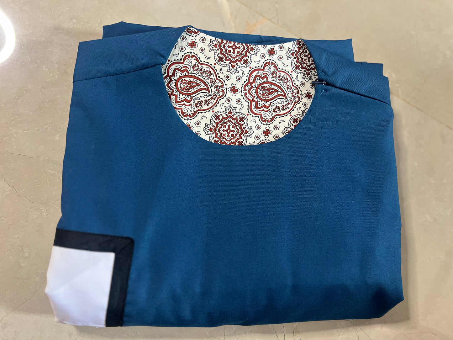 Costume traditionnel africain 2 pièces couleur bleue