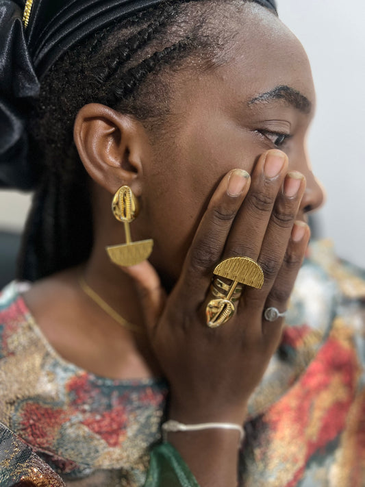 Ensemble de bijoux africains boucles d'oreilles et bague numéro 1