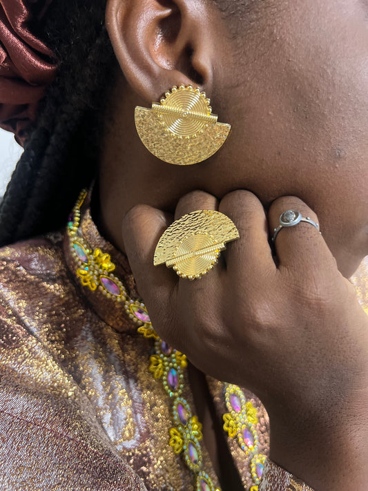Ensemble de bijoux africains boucles d'oreilles et bague numéro 2