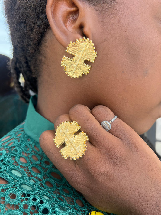 Ensemble de bijoux africains boucles d'oreilles et bague numéro 3