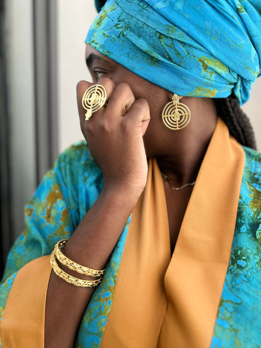 Ensemble de bijoux africains boucles d'oreilles et bague numéro 4