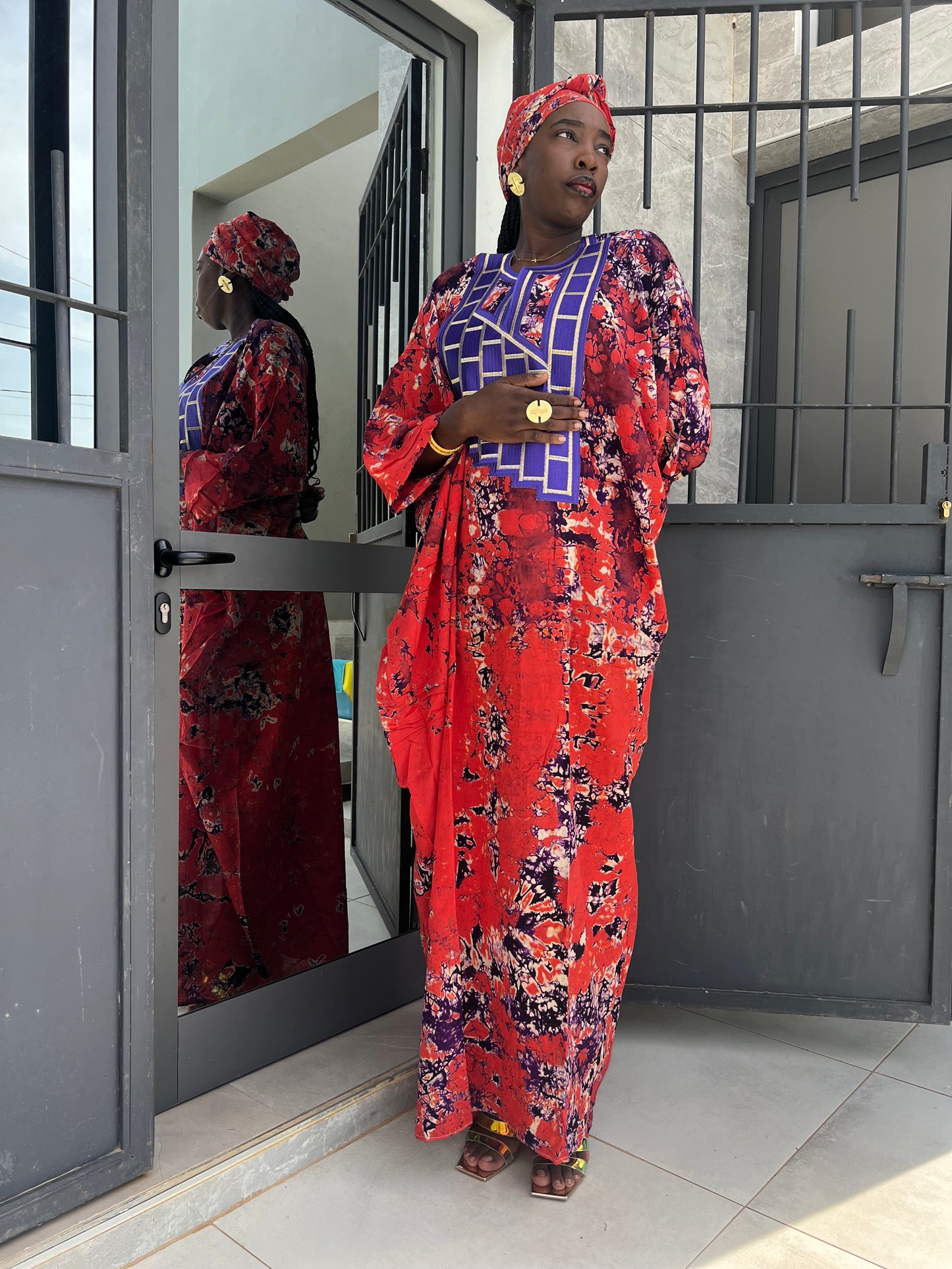 Costume traditionnel africain, boubou multicolore / vert