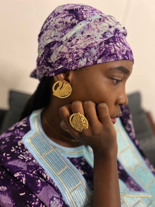 Ensemble de bijoux africains boucles d'oreilles et bague numéro 8