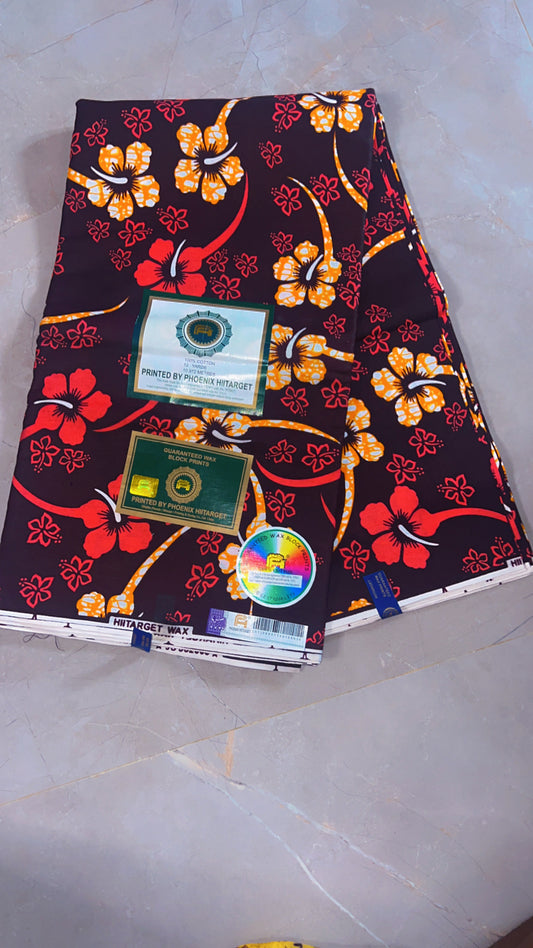 Tissu africain WAX 12 yards multicolore