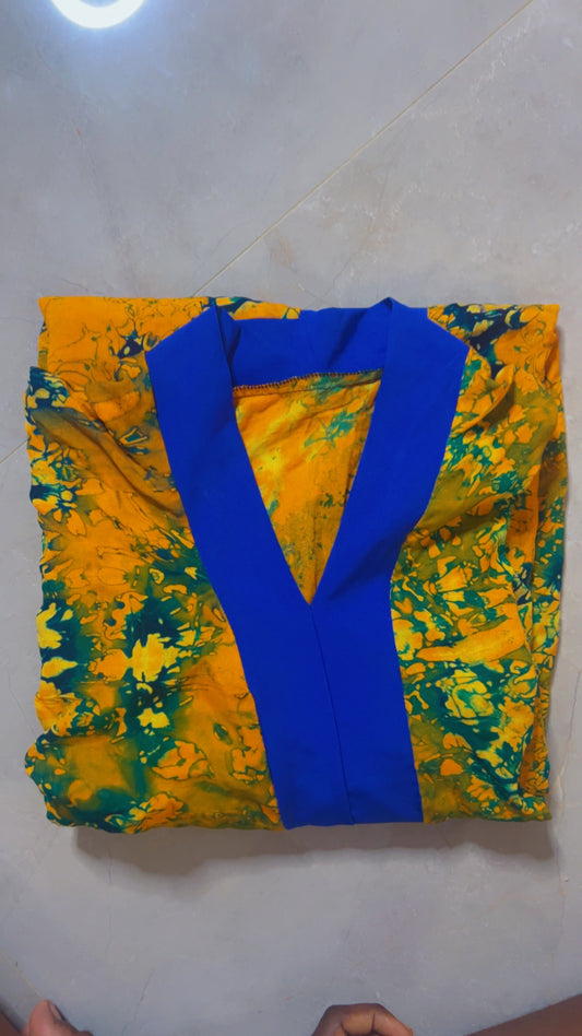 Costume traditionnel africain, boubou multicolore / bleu