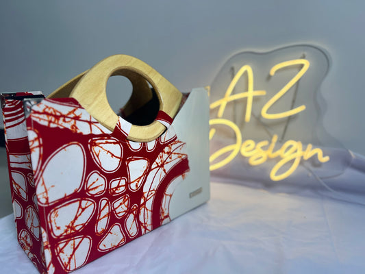 Sac cabas africain rouge / blanc AZ Design