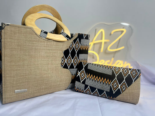 Ensemble sac cabas africain et sa pochette AZ Design