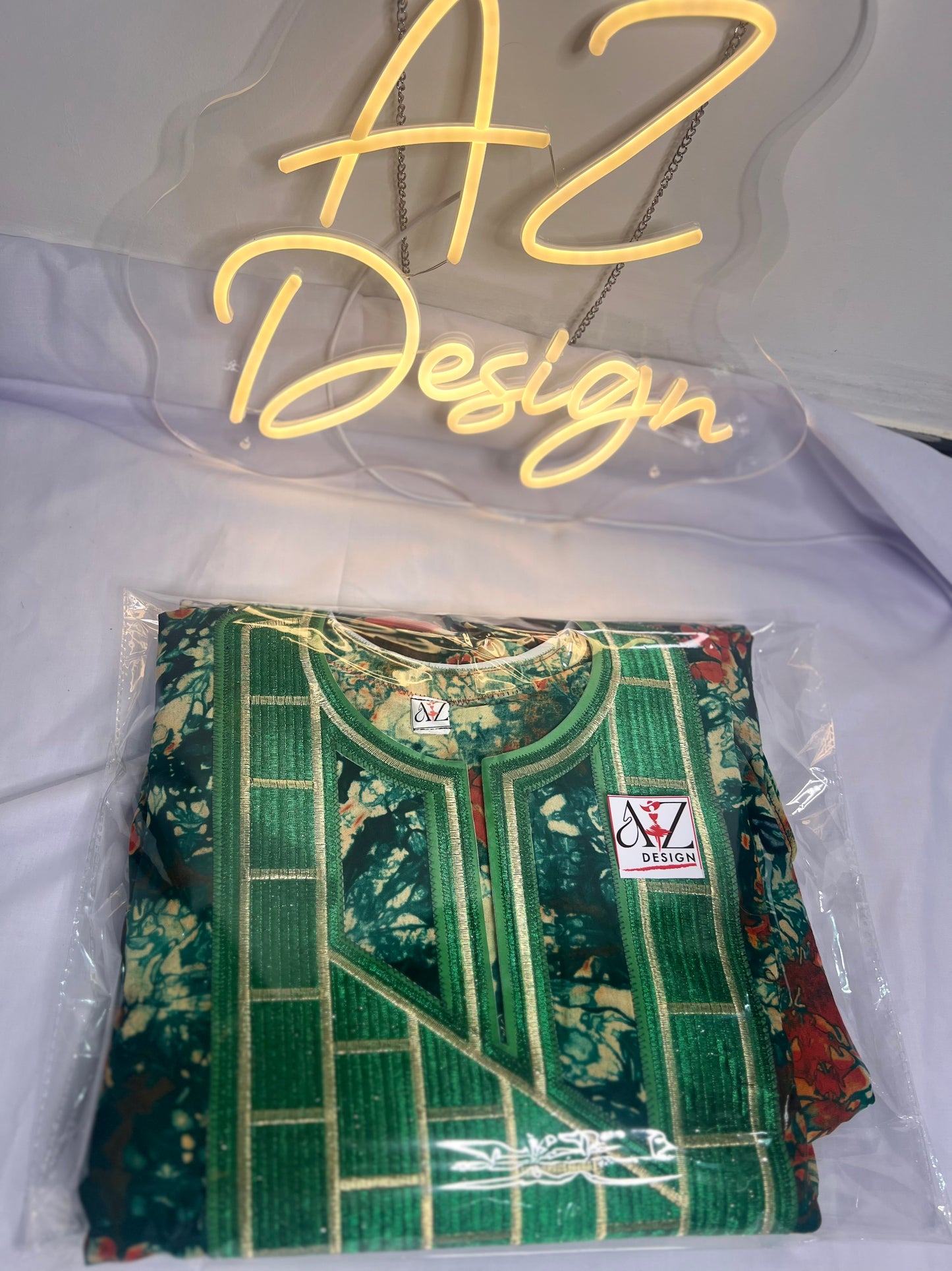 Costume traditionnel africain, boubou multicolore / vert